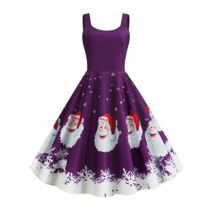 

Christmas Santa Claus Snowflake Print Plus Size Dress, Purple