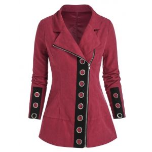 

Grommets Zip Up Jacket, Red wine