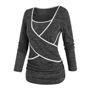 

Two Tone Space Dye Criss Cross T Shirt, Carbon gray