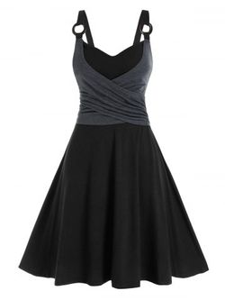 Plus Size Crisscross Ruched Surplice Dress - BLACK - 3X