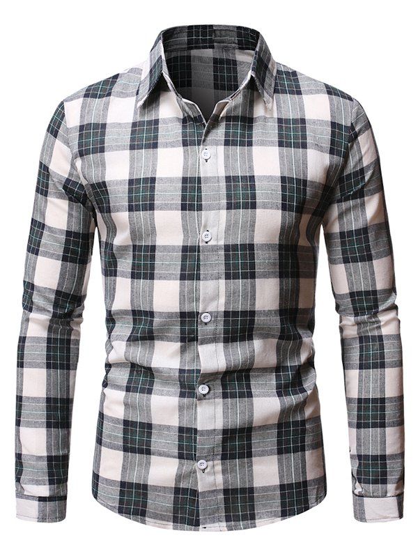 

Casual Plaid Pattern Long Sleeve Shirt, Medium turquoise
