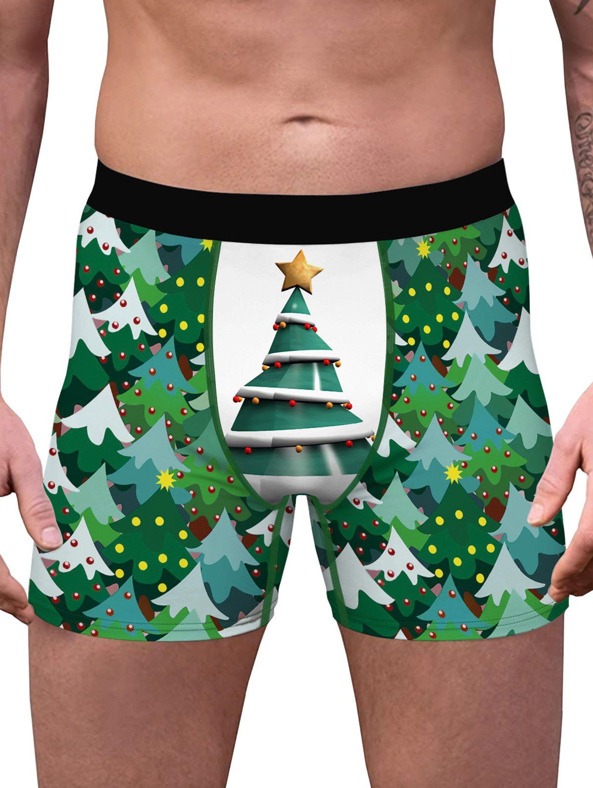 

Christmas Tree Allover Print Boxers, Seaweed green