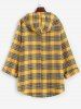 Plus Size Plaid Hooded High Low Top -  