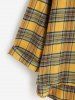 Plus Size Plaid Hooded High Low Top -  
