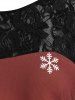 Plus Size Christmas Hanky Hem Snowman Snowflake Lace Panel Tee -  