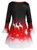 Plus Size Christmas Ombre Elk Snowflake A Line Tunic Tee -  