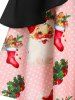 Christmas Santa Claus Polka Dot Print Dress and Peplum Vest -  