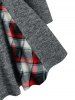 Plaid Print Heathered Flare Sweater -  