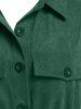 Manteau Chemise Ceinturé Epaulette avec Poche de Grande Taille - Vert profond L