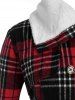 Plus Size Checked Faux Fur Collar Skirted Tunic Coat -  