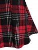 Plus Size Checked Faux Fur Collar Skirted Tunic Coat -  