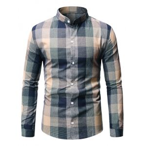 

Long Sleeve Plaid Patterned Button Down Shirt, Green