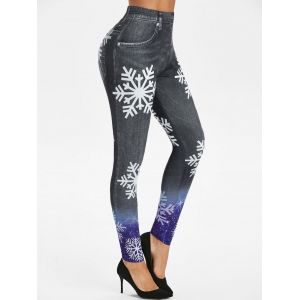 

Christmas Snowflake 3D Print Skinny Jeggings, Gray
