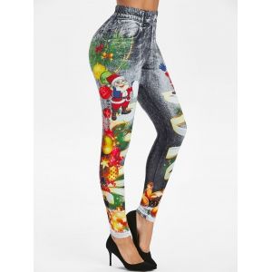 

Christmas Balls Santa Claus 3D Printed Skinny Jeggings, Gray