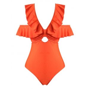 

Plus Size Ruffle Knot Cutout One-piece Swimsuit, Orange