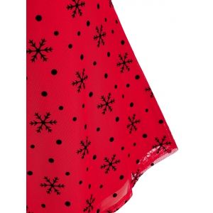 

Plus Size Christmas Mesh Flocked Snowflake Dots Knotted Tee, Red