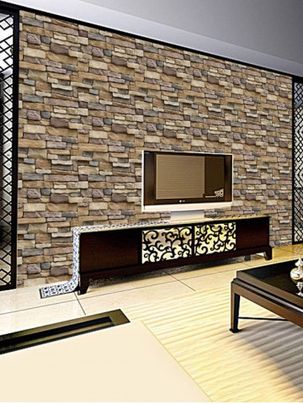 Autocollant Mural à Imprimé Briques 3D pour Chambre