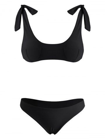 Lazo del hombro Scrunch Butt baño bikini - BLACK - XL