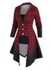 Ombre Color Plaid Irregular Coat and Camisole Set -  