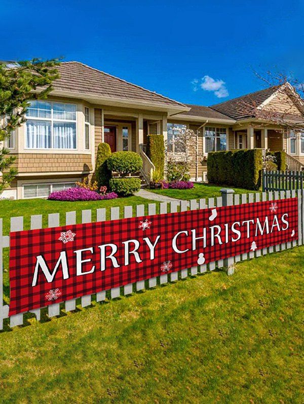 

200CM Merry Christmas Pattern Party Decorative Outdoor Banner, Red wine