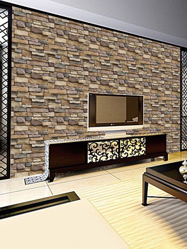 

3D Brick Print Room Background Wall Sticker, Multi-a