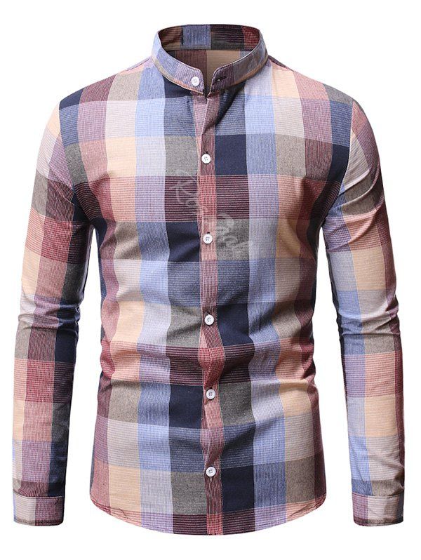 

Long Sleeve Plaid Patterned Button Down Shirt, Light pink