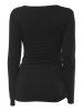 Ruched Plunging Long Sleeve T Shirt -  