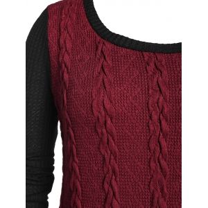 

Plus Size Bicolor Two Tone Cable Knit Asymmetric Sweater, Multi a