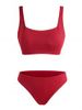 Ribbed Padded Tank Bikini Swimwear -  