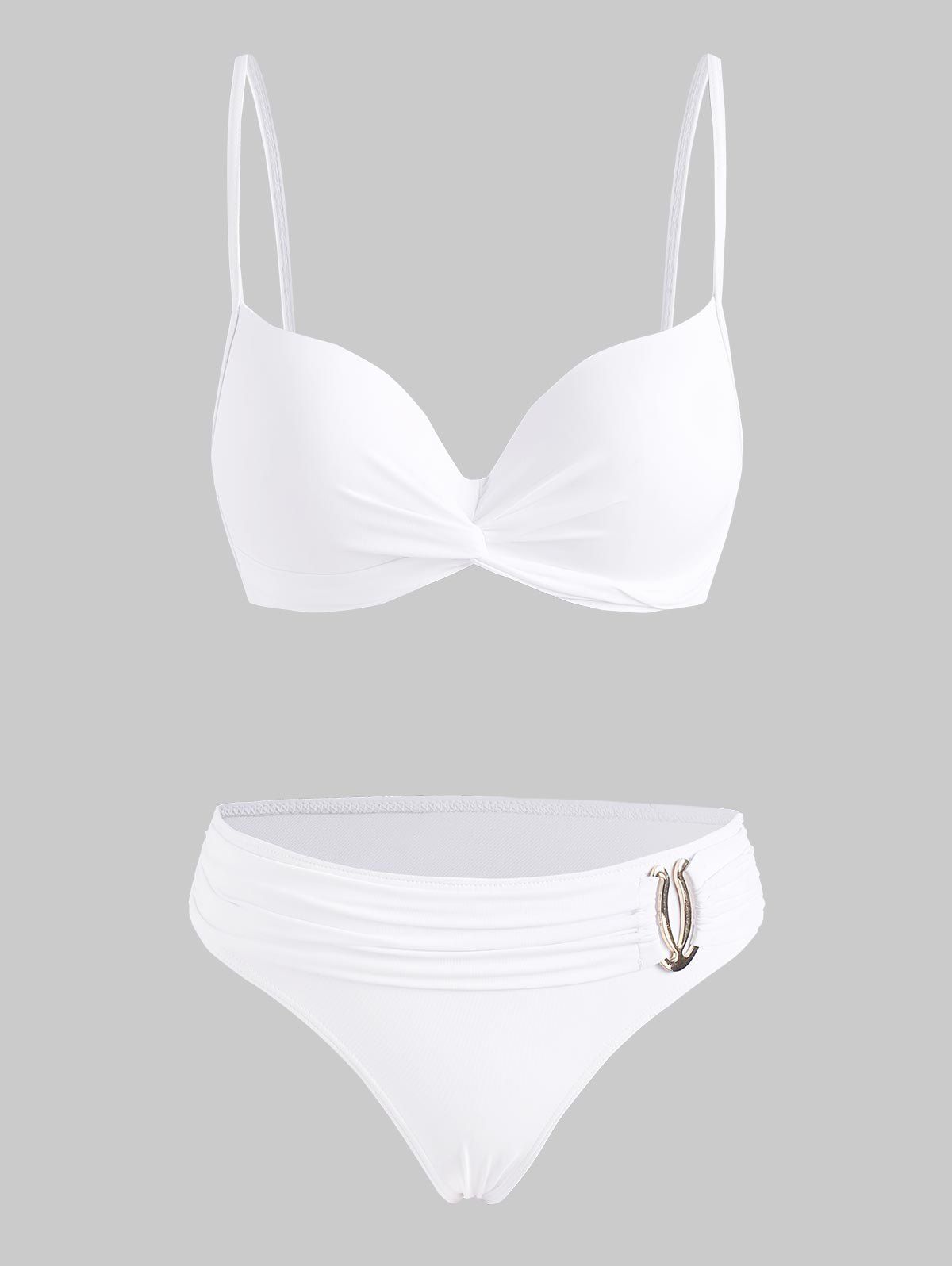 

Belted Twisted Moulded Bikini Swimwear, White