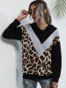 Leopard Mix Chevron Colorblock Hoodie -  