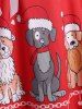 Bowknot Christmas Puppy Dog Heart Plus Size 50s Dress -  