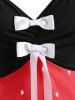 Robe de Noël d'Années 50 Nœud Papillon Chiot et Cœur Grande Taille - Rouge 5X