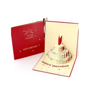 

3D Hollow Out Cake Birthday Gift Card, Multi a
