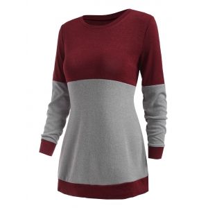 

Two Tone Bicolor Casual Knitwear, Red