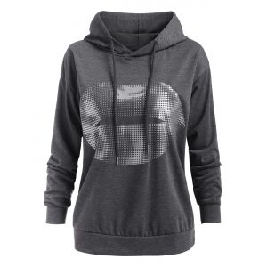 

Foil Dot Lip Print Pullover Hoodie, Gray