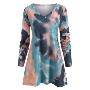 

Tie Dye Fleece Long Sleeve Casual Tee, Multi