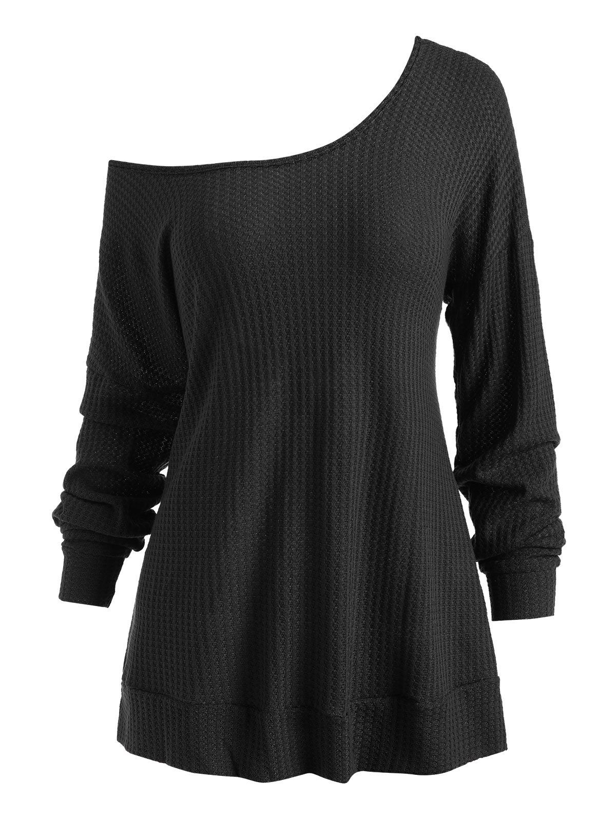 

Hooded Drop Shoulder Casual Knitwear, Black