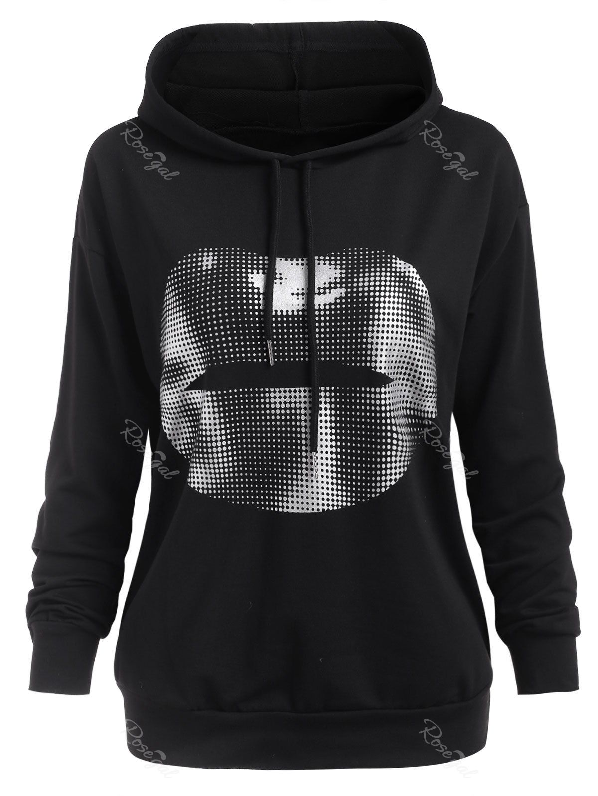 Affordable Foil Dot Lip Print Pullover Hoodie  