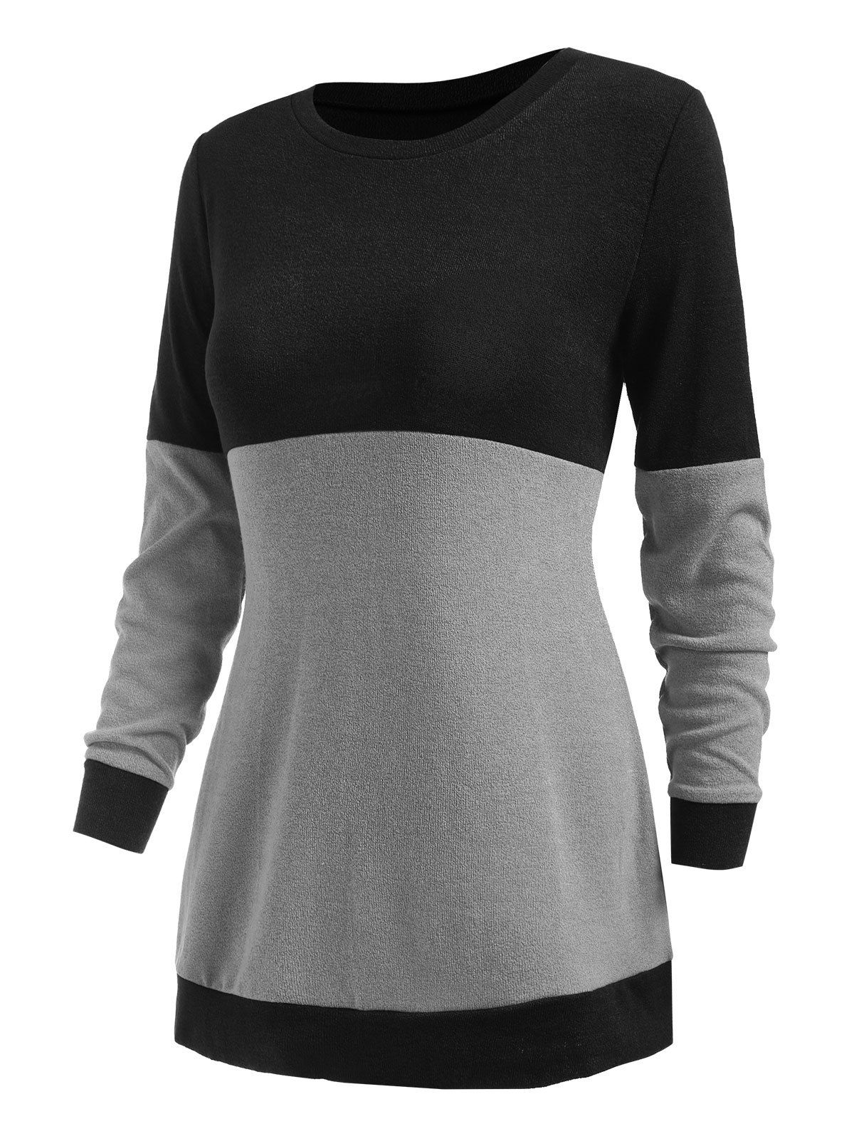 

Two Tone Bicolor Casual Knitwear, Black