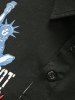T-shirt Graphique Statue de Liberté Brodé avec Bouton en Avant - Noir S