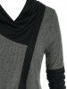 Plus Size Two Tone Cowl Neck Slit Tunic Knit Sweater -  