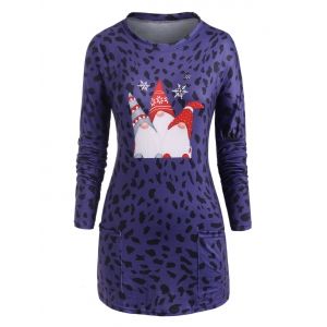 

Christmas Pockets Cow Print Tunic Tee, Purple