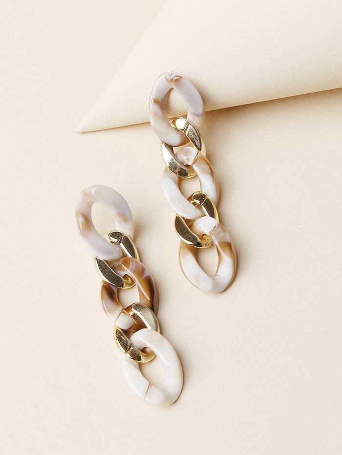 

Colored Chain Stud Drop Earrings, Golden