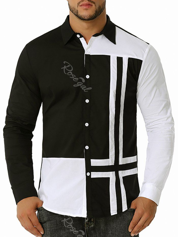 Shops Contrast Cross Print Button Up Shirt  