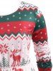 Plus Size Christmas Snowflake Elk Print Dress -  