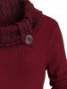 Plus Size Asymmetrical Turtleneck Mock Button Tunic Sweater -  
