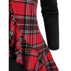 

Plus Size Mock Neck T Shirt with Plaid Ruffle Vest, Multi a