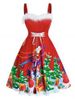 Plus Size Christmas Claus Gift Lace-up Faux Fur Dress -  