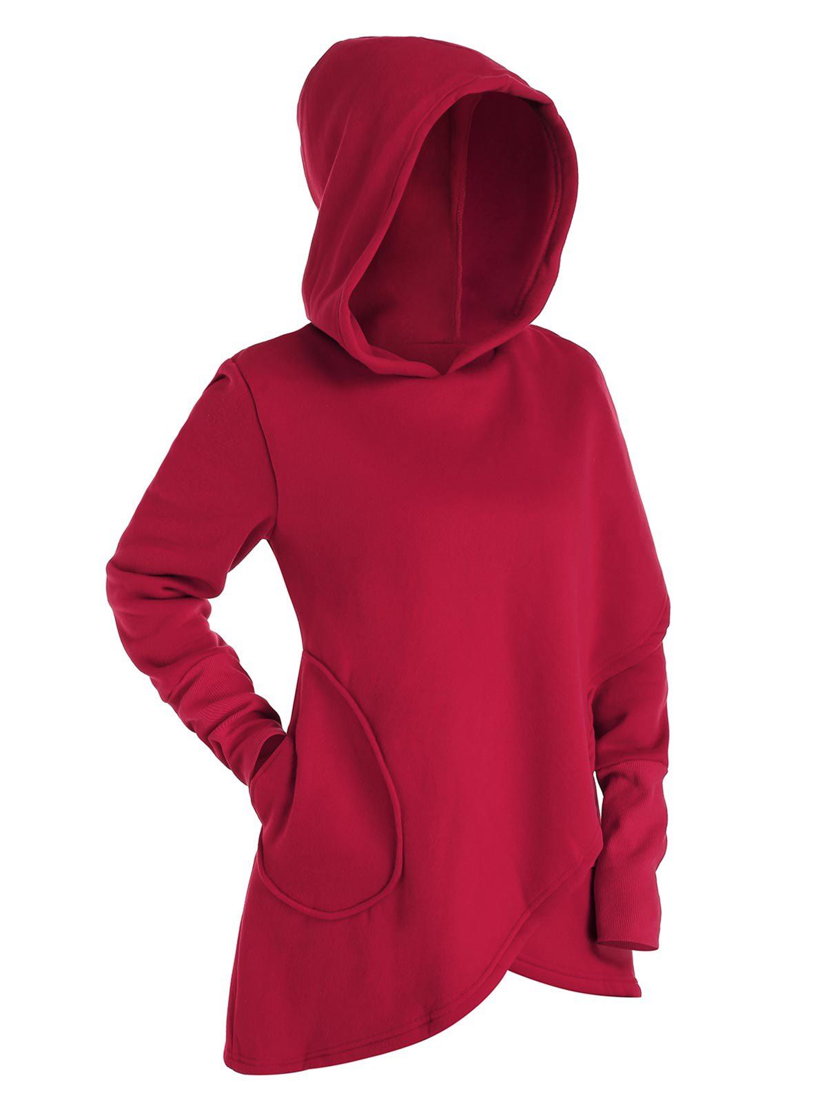 

Overlap Tunic Hoodie, Chestnut red